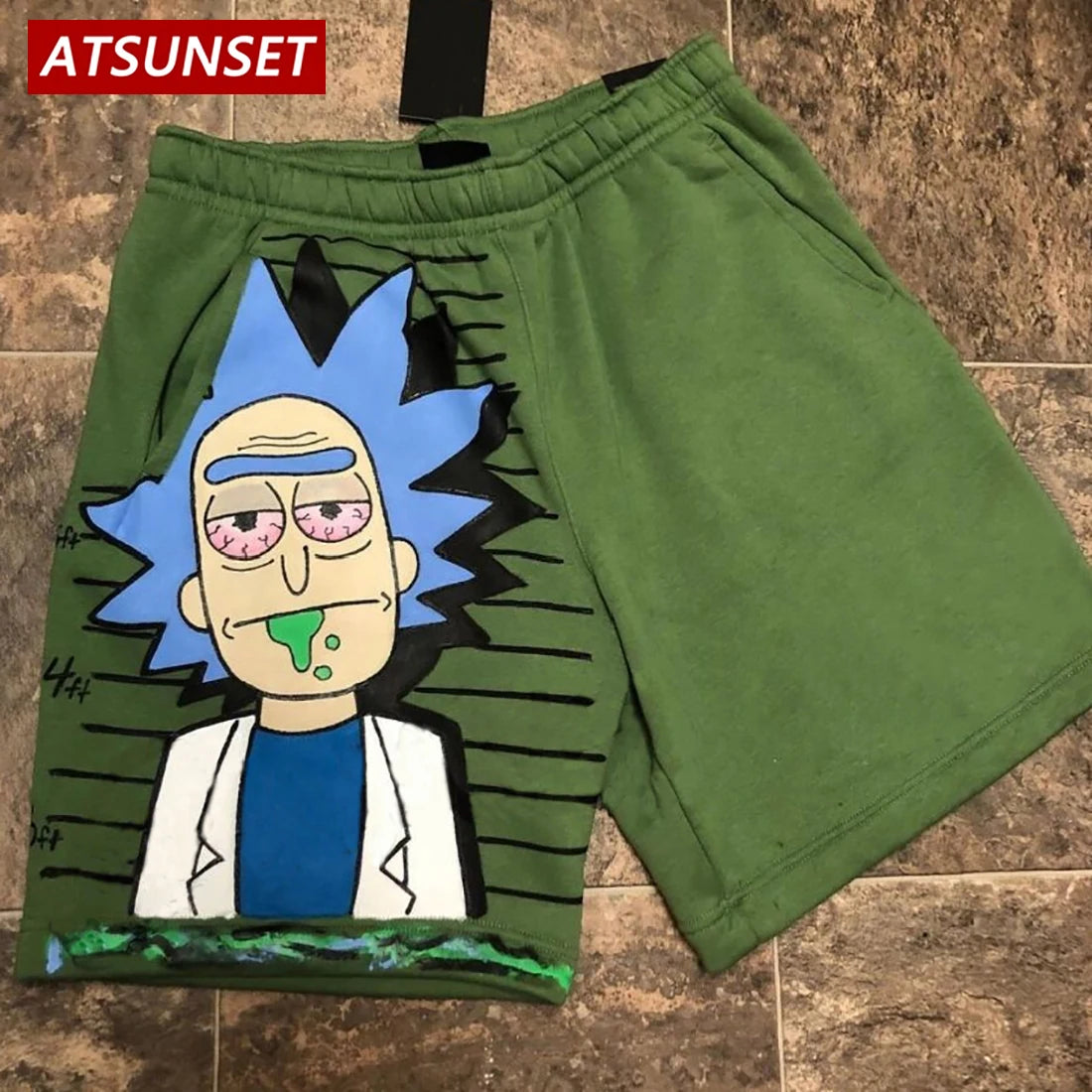 Men's Summer Casual Cartoon Print Solid Cotton Shorts Hawaii Bottoms