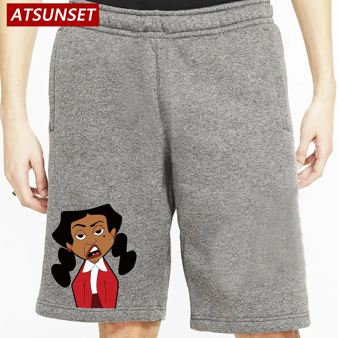 Men's Summer Casual Cartoon Print Solid Cotton Shorts Hawaii Bottoms