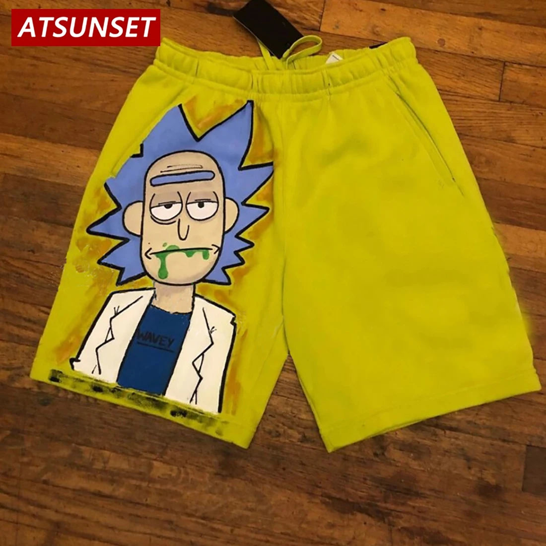 Men's Summer Casual Cartoon Print Solid Cotton Shorts Hawaii Bottoms