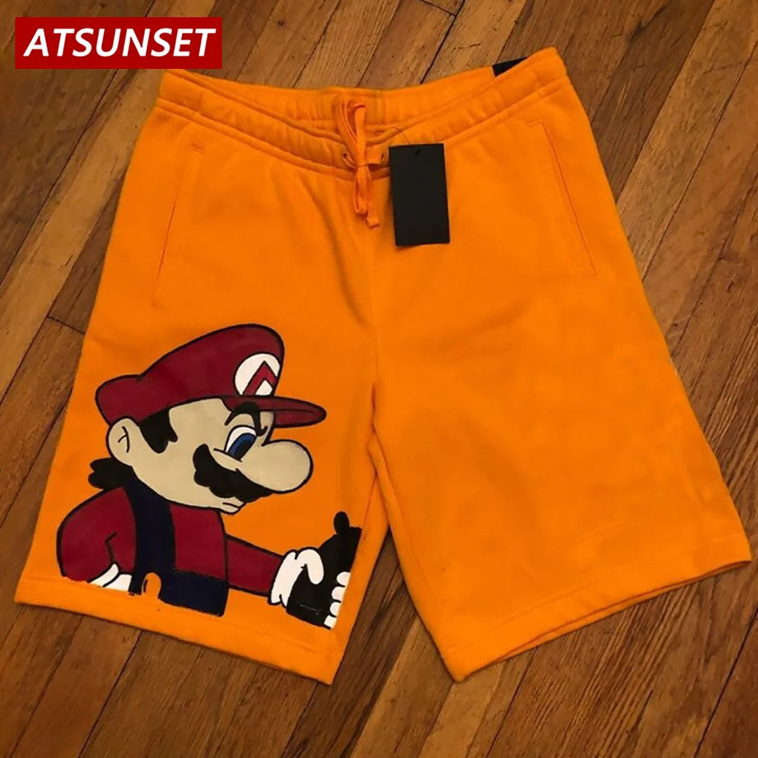 Men's Summer Casual Cartoon Print Solid Cotton Shorts Hawaii Bottoms