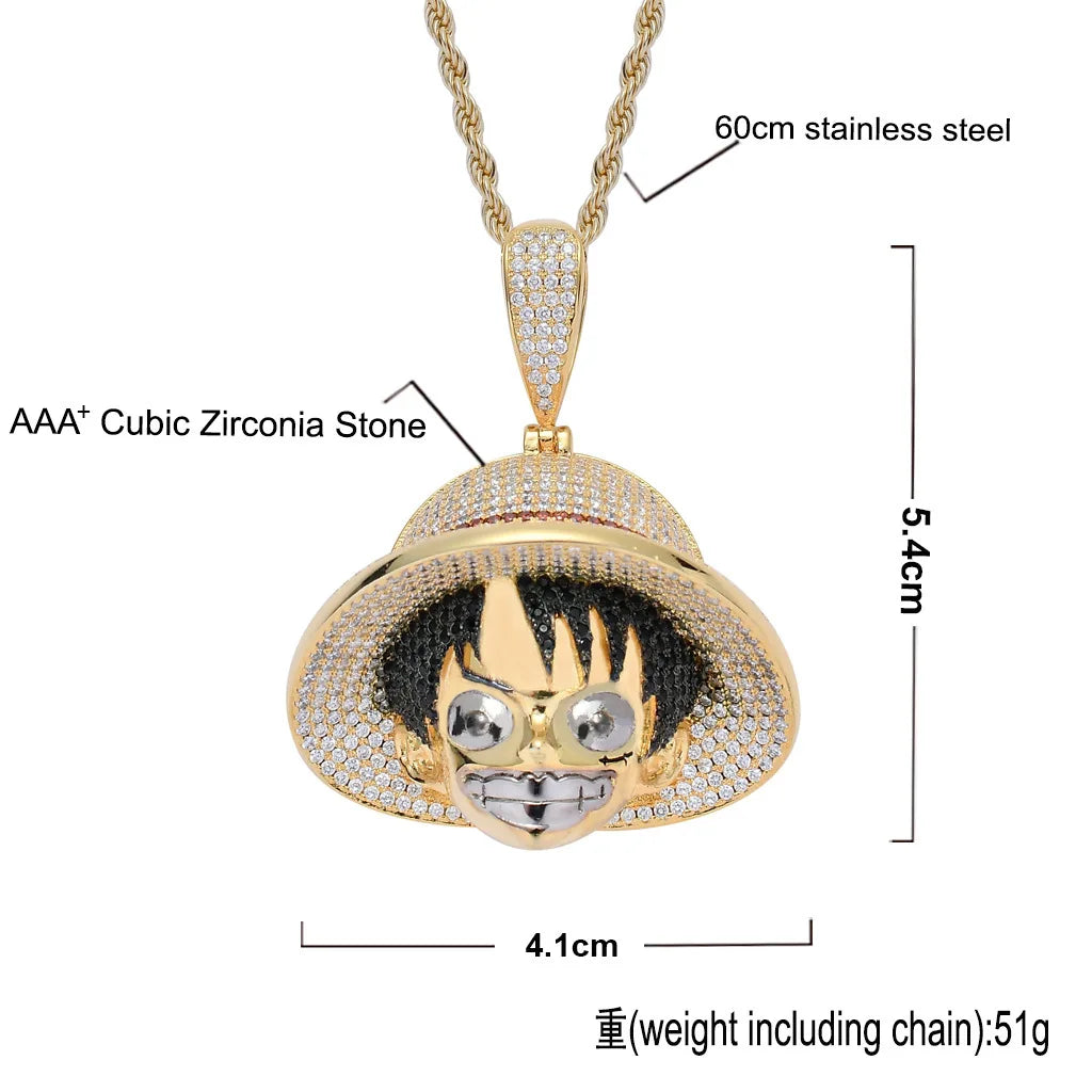 Monkey D. Luffy High Quality Ice AAA+ Cubic Zircon Necklace & Pendant