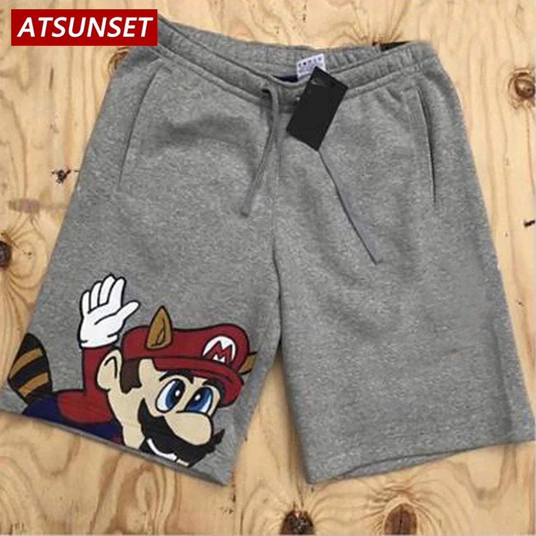 Men's Summer Casual Cartoon Print Solid Cotton Shorts Hawaii Bottoms