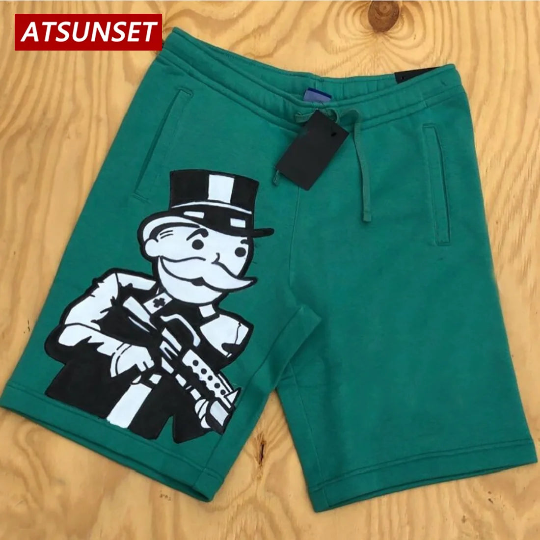 Men's Summer Casual Cartoon Print Solid Cotton Shorts Hawaii Bottoms