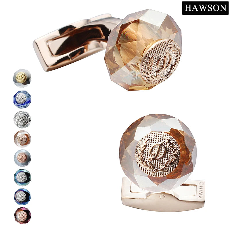Classic Round Stone Cufflinks Buttons Luxury Men's Accessories