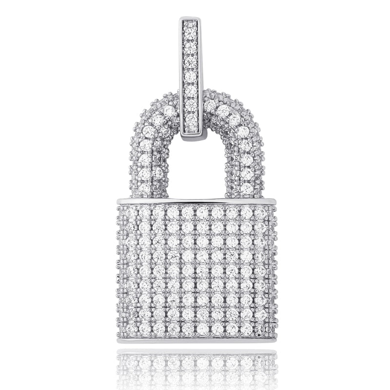 Hip Hop Bling Lock Pendant Cubic Zircon For Men