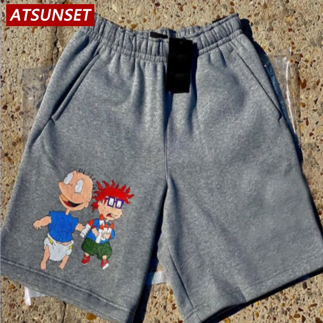Men's Summer Casual Cartoon Print Solid Cotton Shorts Hawaii Bottoms