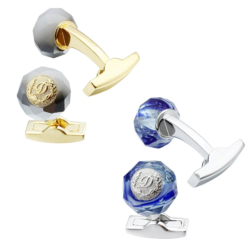 Classic Round Stone Cufflinks Buttons Luxury Men's Accessories