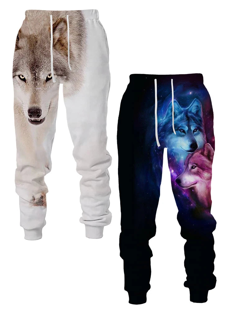 Long Pants Wolf Graphic Sweatpants 3D Print Men's Breathable Trousers