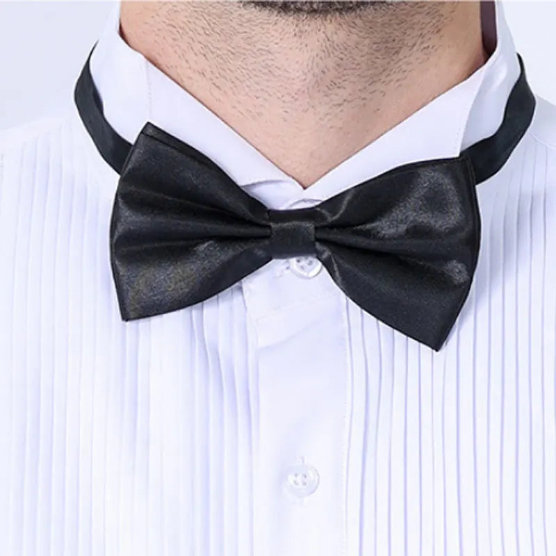 America men's tuxedo long sleeve shirt dress bow tie solid color no-iron high quality