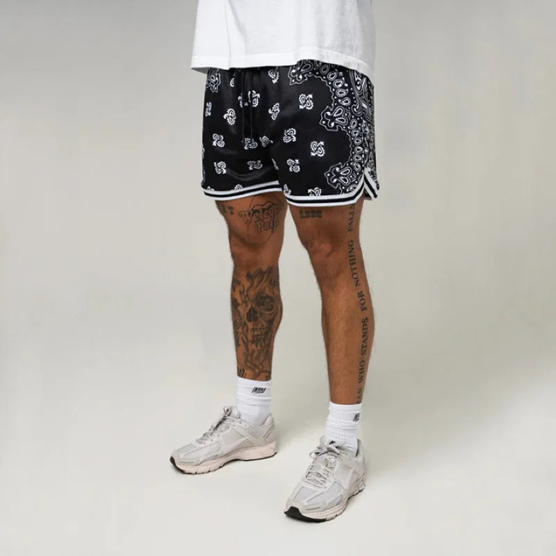 Paisley shorts men's mesh quick drying fitness outdoor training pants
