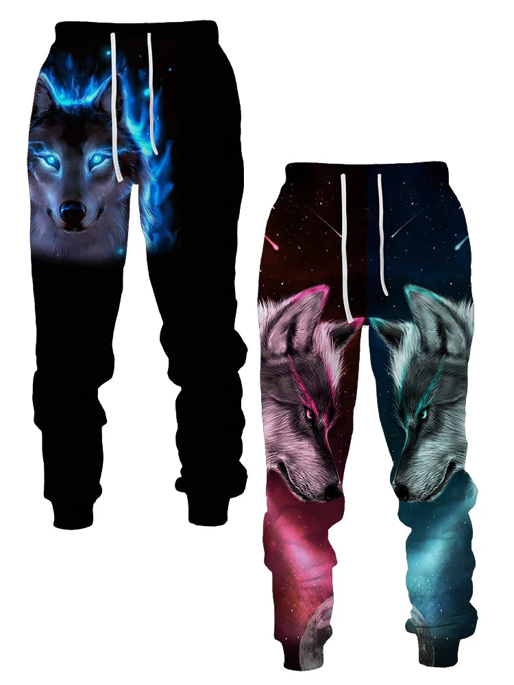 Long Pants Wolf Graphic Sweatpants 3D Print Men's Breathable Trousers