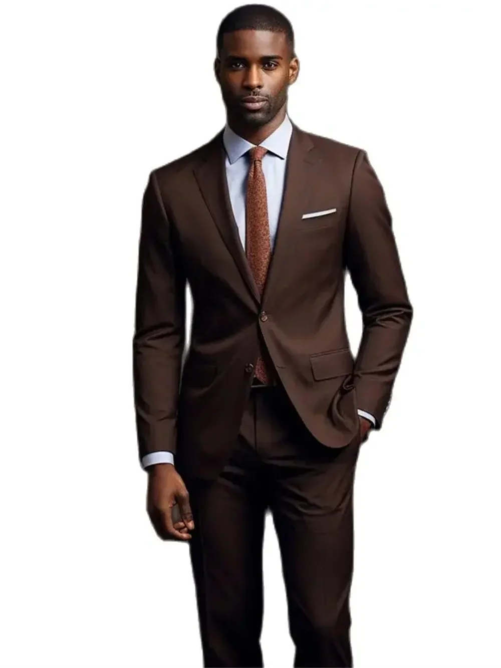 2 Piece Brown Men Formal Single Breasted Notch Lapel Suit Smart Tuxedo