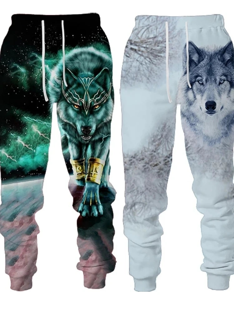 Long Pants Wolf Graphic Sweatpants 3D Print Men's Breathable Trousers