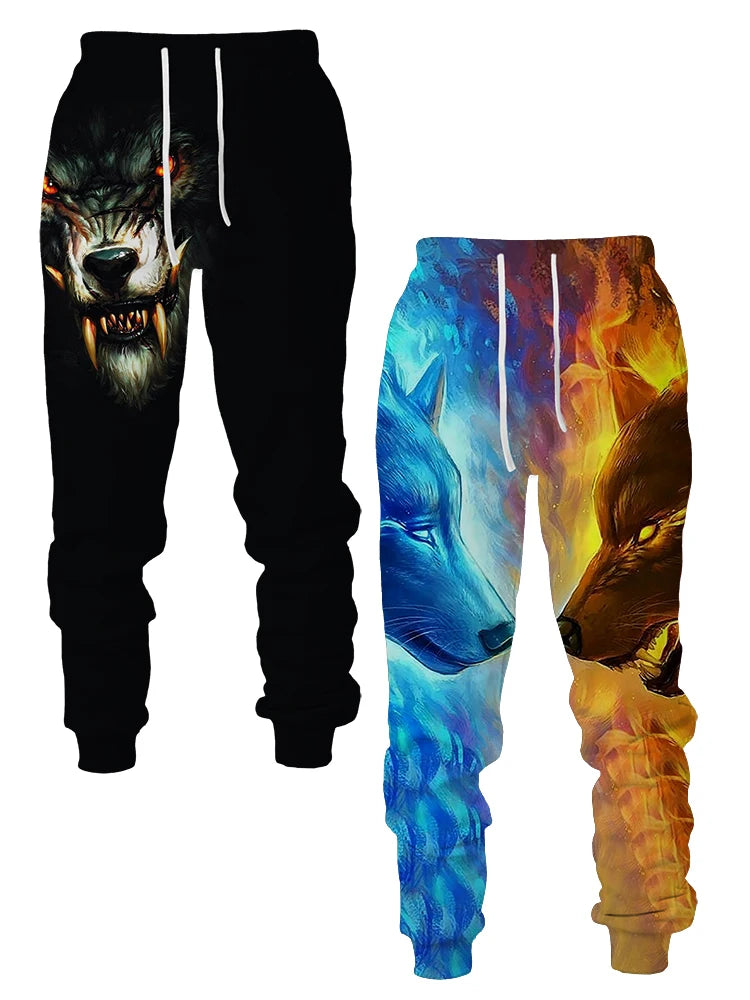 Long Pants Wolf Graphic Sweatpants 3D Print Men's Breathable Trousers