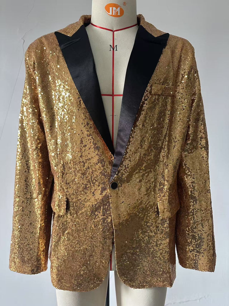 Men's Banquet Stage Costume Bar Sequin Suit Jacket