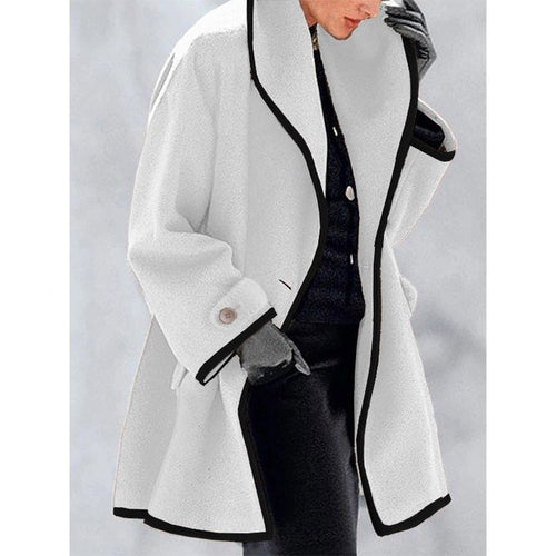 Neck Loose Hooded Woolen Coat