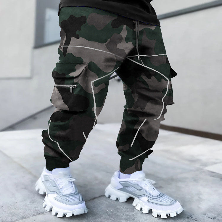 Cashew Flower Casual Harem Pants Men's Loose High Street Multi-Pocket Overalls