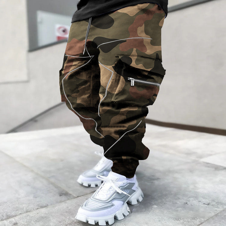 Cashew Flower Casual Harem Pants Men's Loose High Street Multi-Pocket Overalls