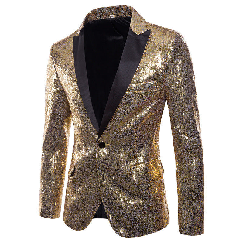 Men's Banquet Stage Costume Bar Sequin Suit Jacket