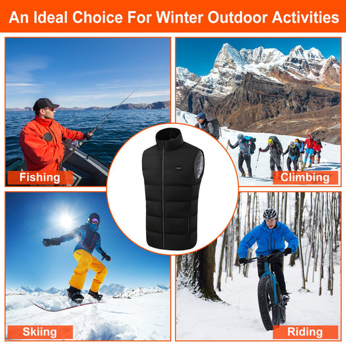 1Pc Heated Vest Men Women Heated Jacket With 23 Heating Zones 3 Heat Levels USB Powered Machine Washable For Winter Hiking Skiing Skating Outdoor Activities