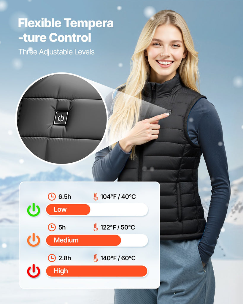 Heated Vest, Women Electric Heating Vest With 16000 MAh Battery Pack, 8 Heating Zones Lightweight Rechargeable Winter-Vest With 3 Levels, For Outdoor Hiking Camping Fishing Skiing, Size L