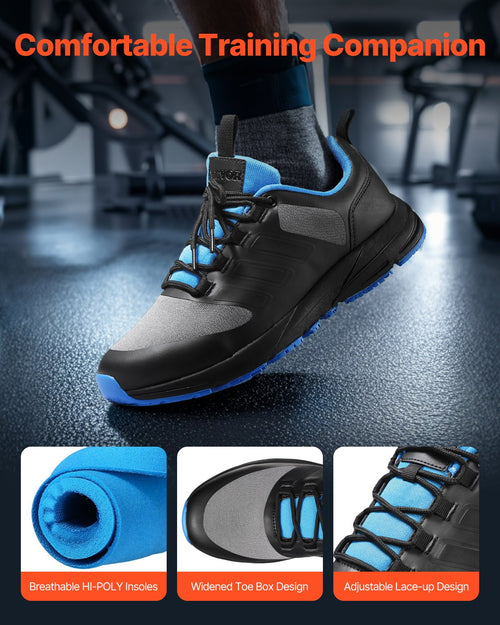 Cross Training Shoes, M Width Sneakers US Size 8, Wide Toe Box Shoes With Arch Support & Adjustable Lace-up, Training Shoes For Running, Gymnastics, Dog Walking, And Weightlifting (Black)