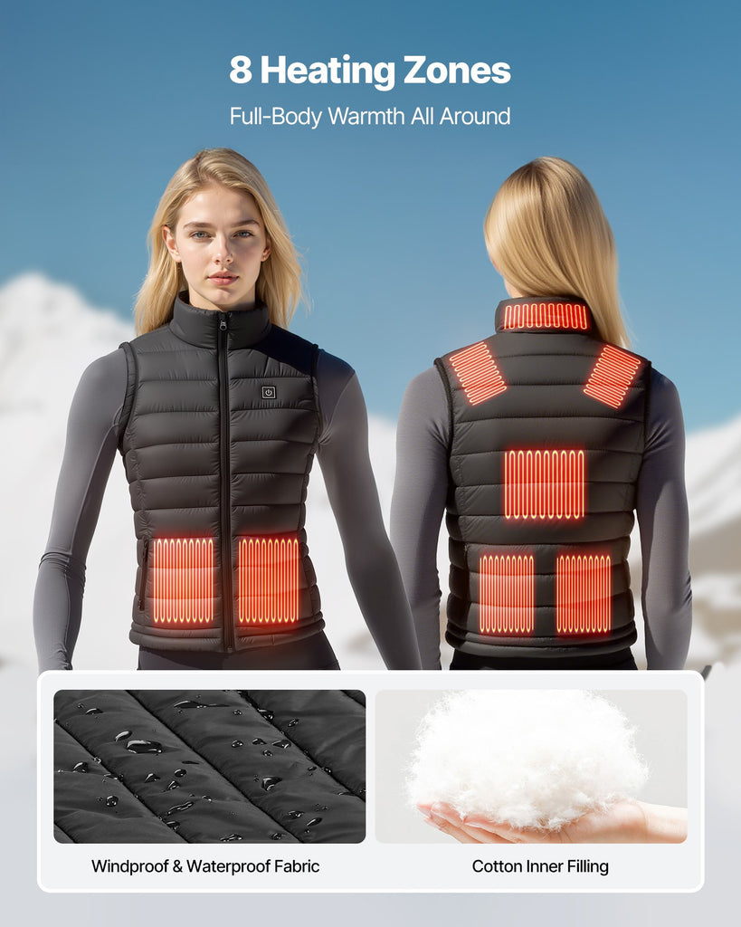 Heated Vest, Women Electric Heating Vest With 16000 MAh Battery Pack, 8 Heating Zones Lightweight Rechargeable Winter-Vest With 3 Levels, For Outdoor Hiking Camping Fishing Skiing, Size L