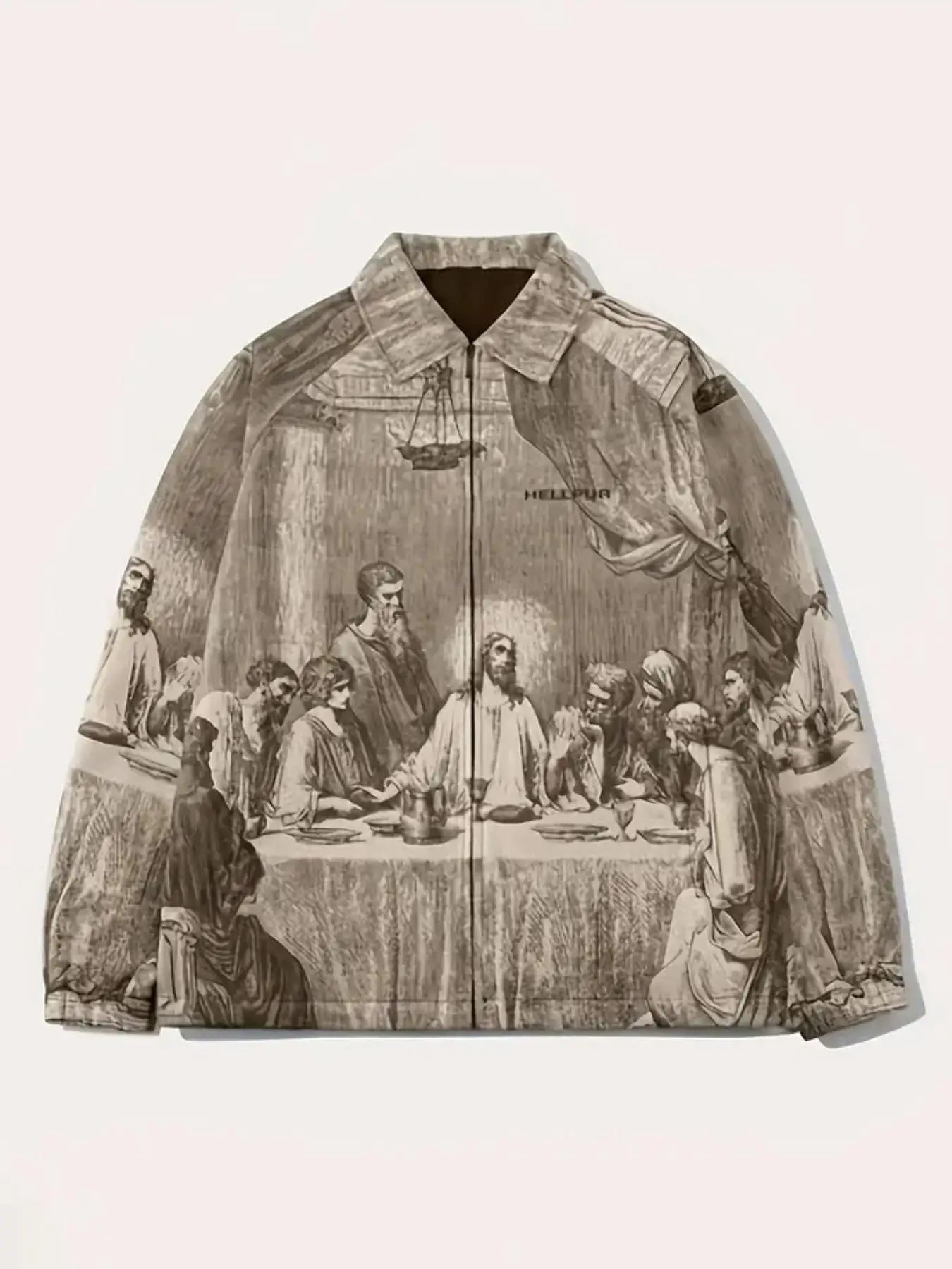 Men's Personality Digital Print Jesus Famous Painting Casual Jacket