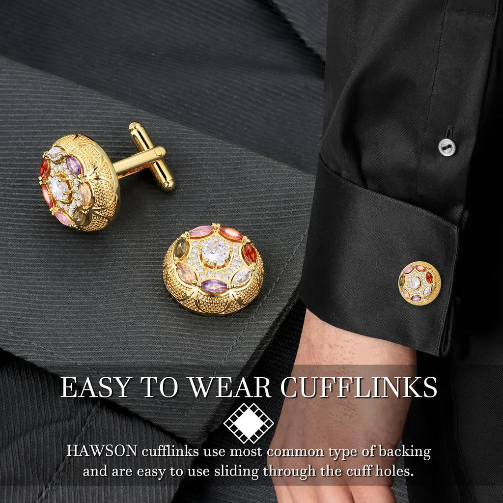 Colored Crystal Cufflinks for men's French luxury accessories