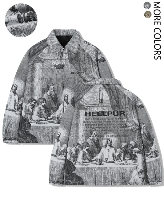 Men's Personality Digital Print Jesus Famous Painting Casual Jacket