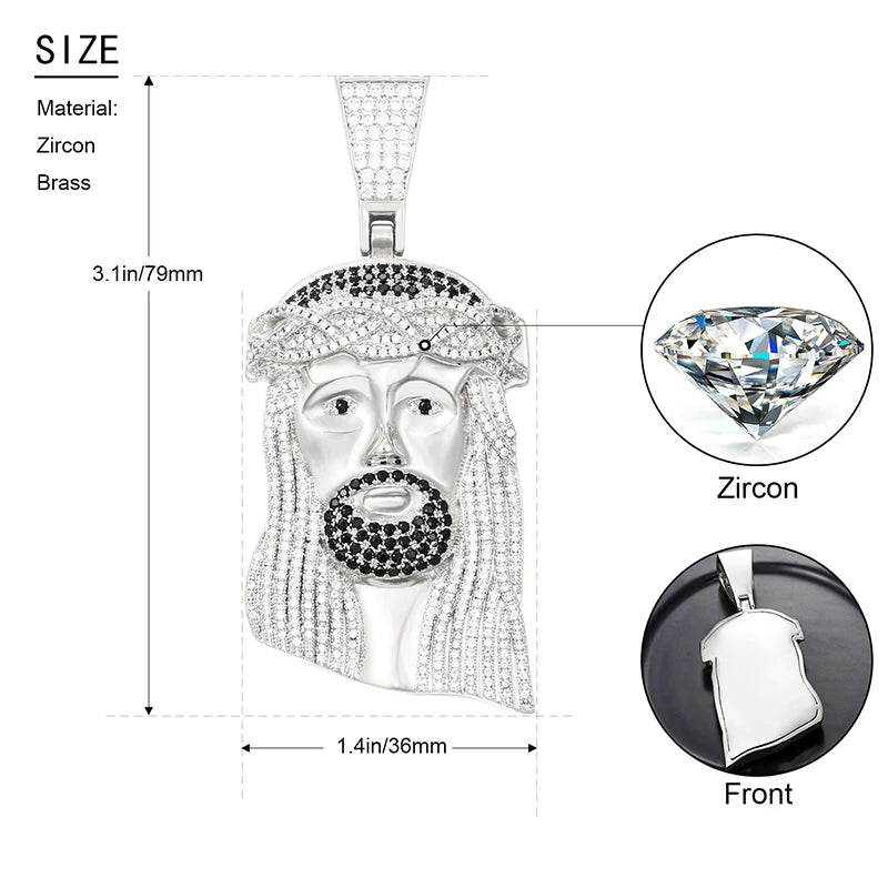 Big Gold Colour Jesus Copper Iced Out Cubic Zirconia Pendant For Men