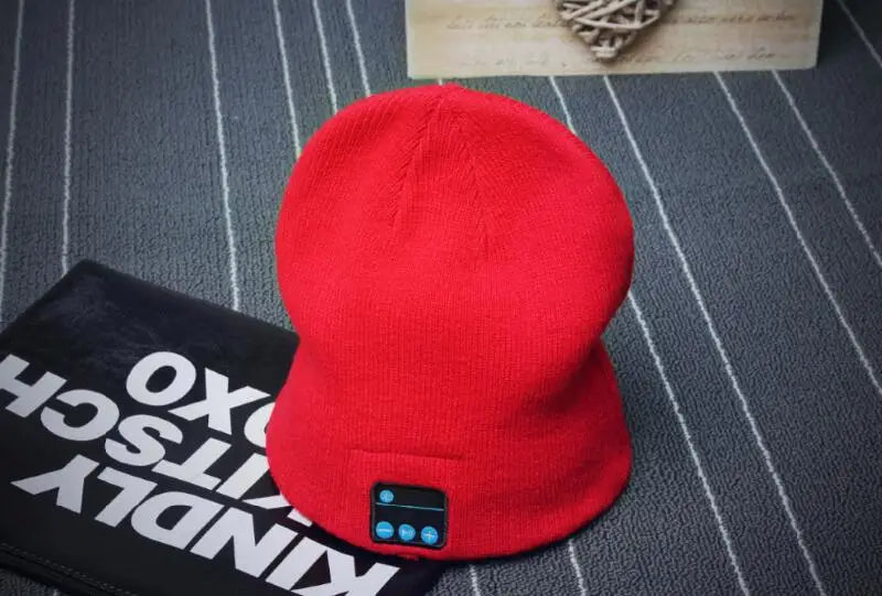 Wireless Bluetooth-compatible Beanie Knit Headset Hands-free Speaker Mic Music Smart Cap