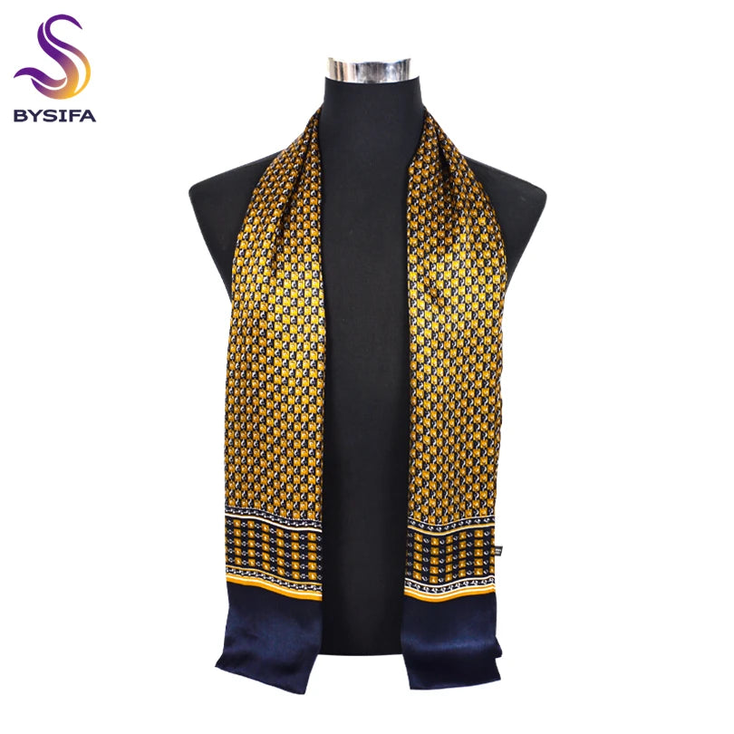 100% Printed Long Scarves Men Pure Silk Scarf160*26cm