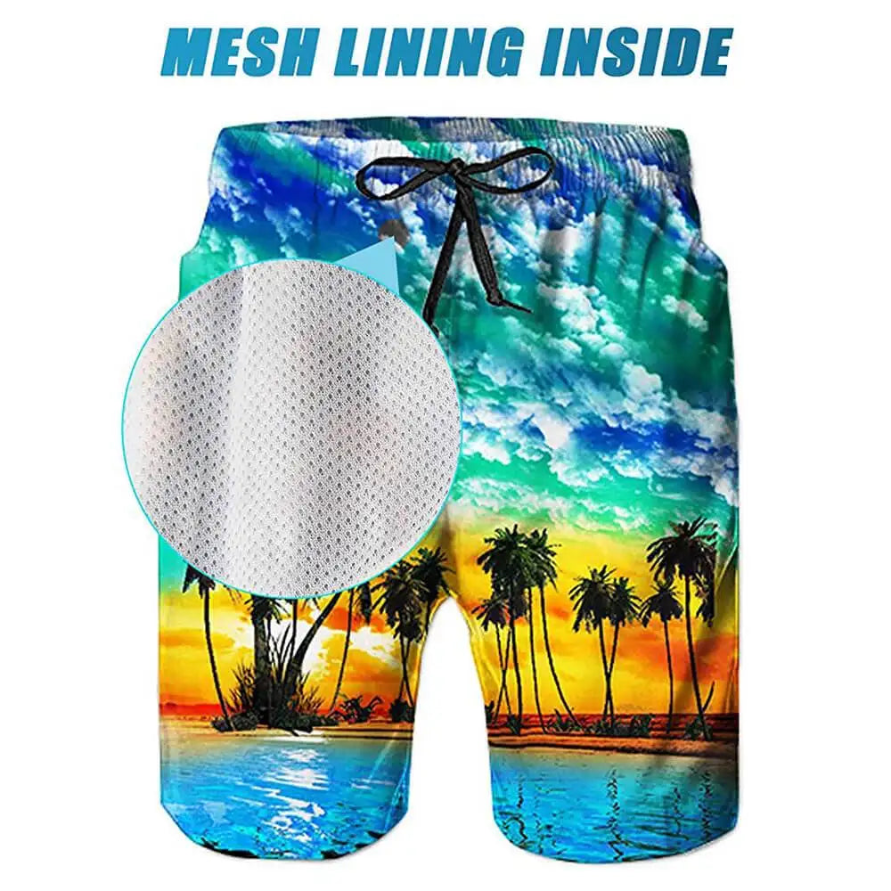 Colorful Smoke/Galaxy 3D Printed Men's Mesh Lining Breathable Beach Trunks