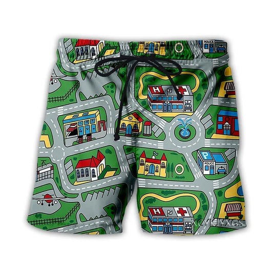 Toy Car Mat 3D Print Men/Women sweat shorts Plus size S-7XL