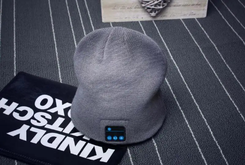 Wireless Bluetooth-compatible Beanie Knit Headset Hands-free Speaker Mic Music Smart Cap