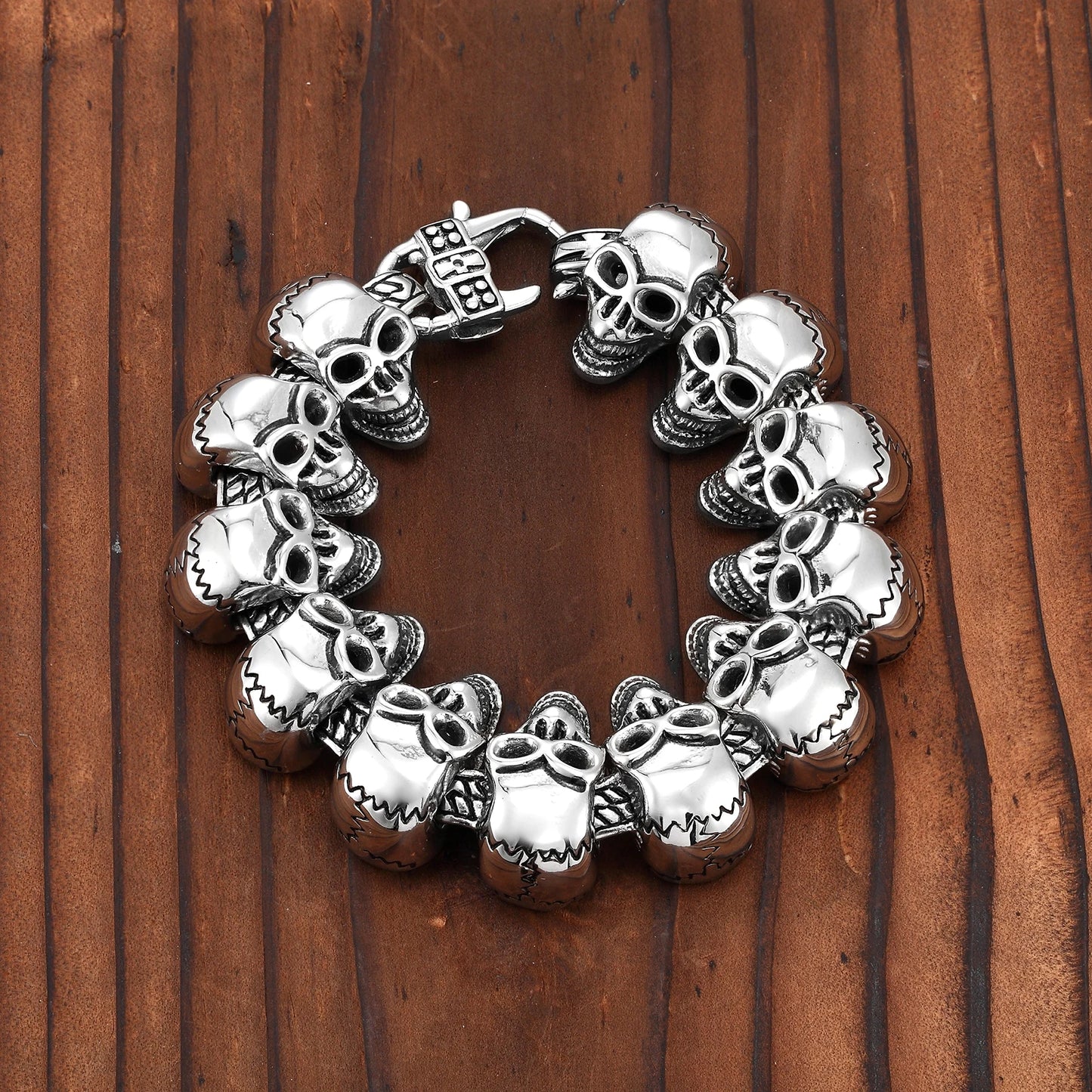 Punk Style12 Skulls Men's Stainless Steel Bracelet Jewelry