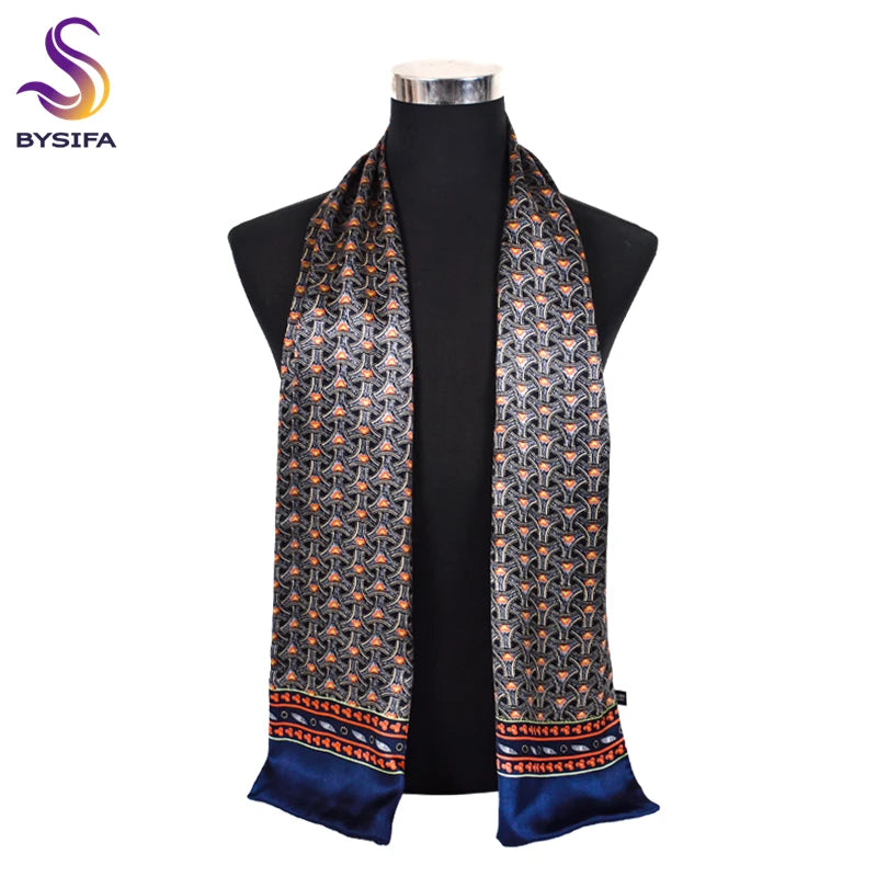 100% Printed Long Scarves Men Pure Silk Scarf160*26cm