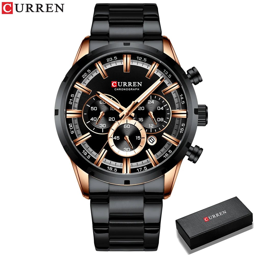 Men's Stainless Steel Band Date Waterproof Luxuries Wrist Watches