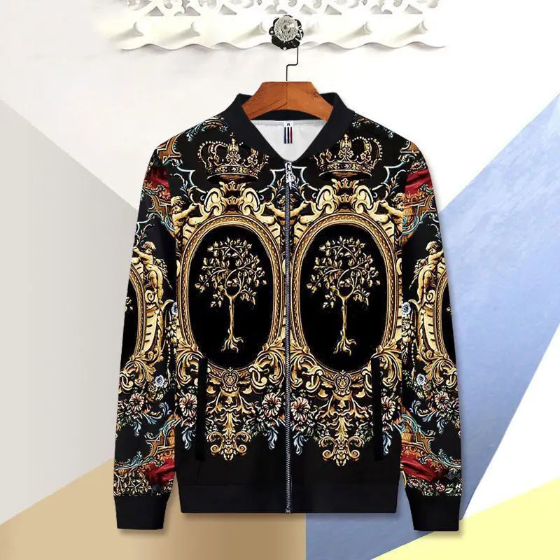 Men's sports print beauty figure sports jacket Asian size M-5XL