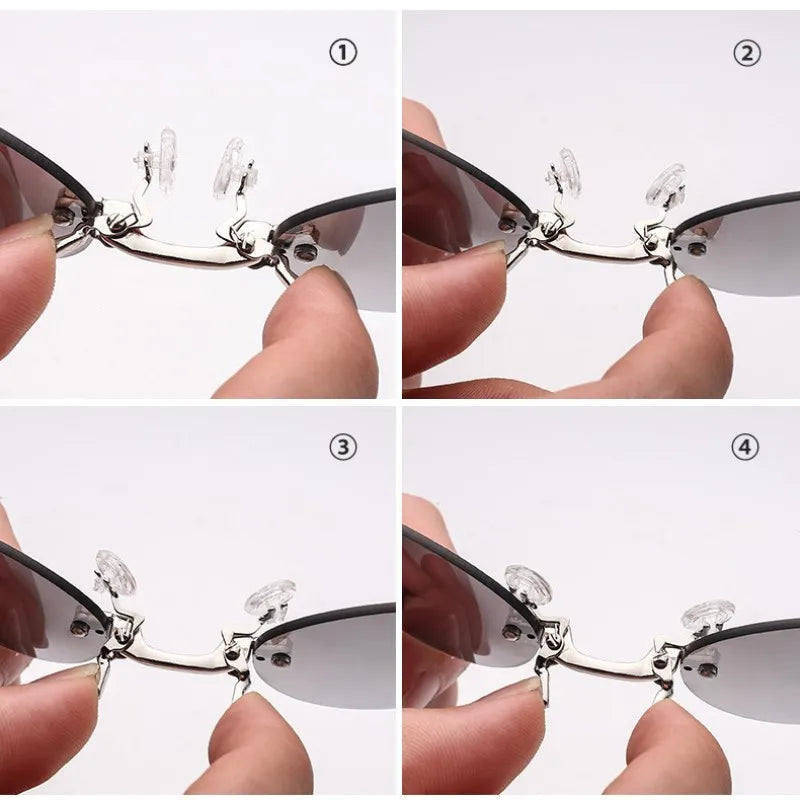 Round Clip-Nose Rimless Clip On Sunglasses Unisex Frameless Coating Eyeglasses UV400