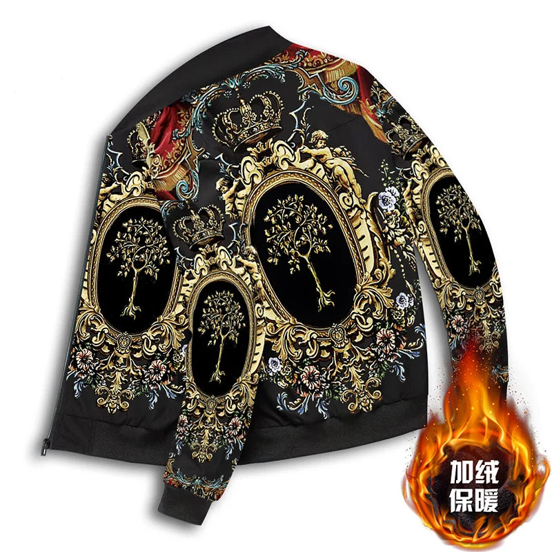 Men's sports print beauty figure sports jacket Asian size M-5XL