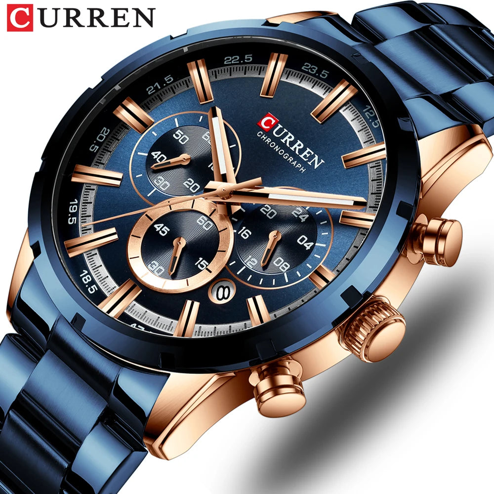 Men's Stainless Steel Band Date Waterproof Luxuries Wrist Watches