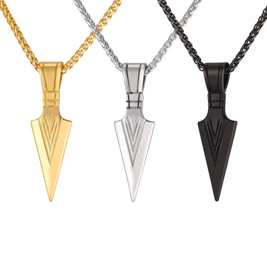 Spear Pendants Stainless Steel Retro Necklace Men Jewelry