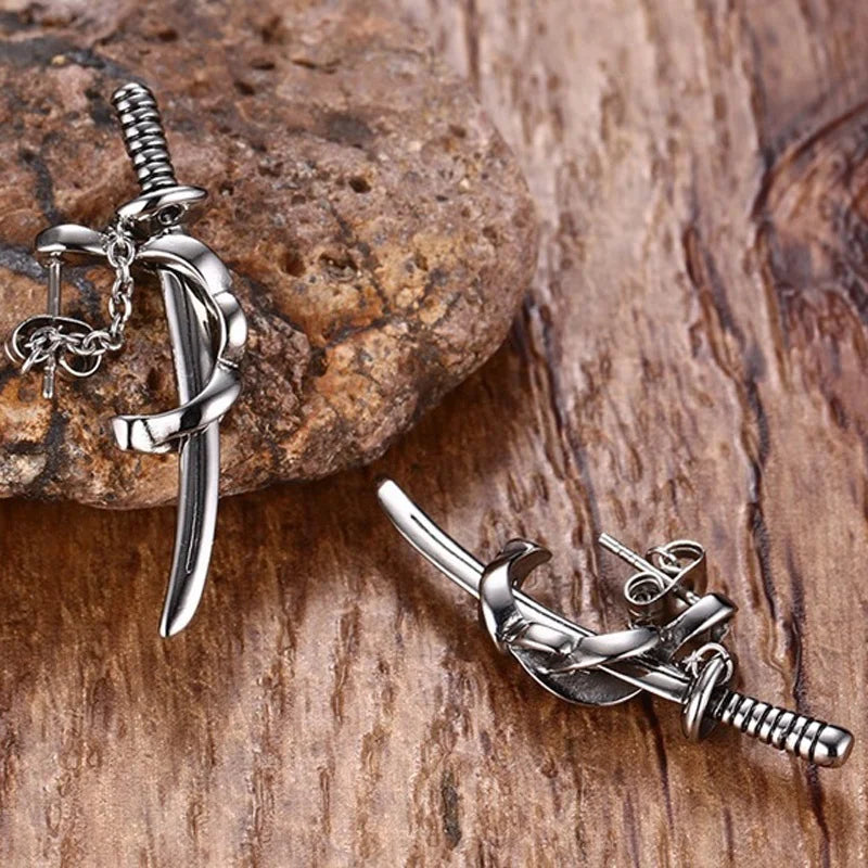 Domineering Punk Style Sword Gothic Samurai Sword Earrings Jewelry