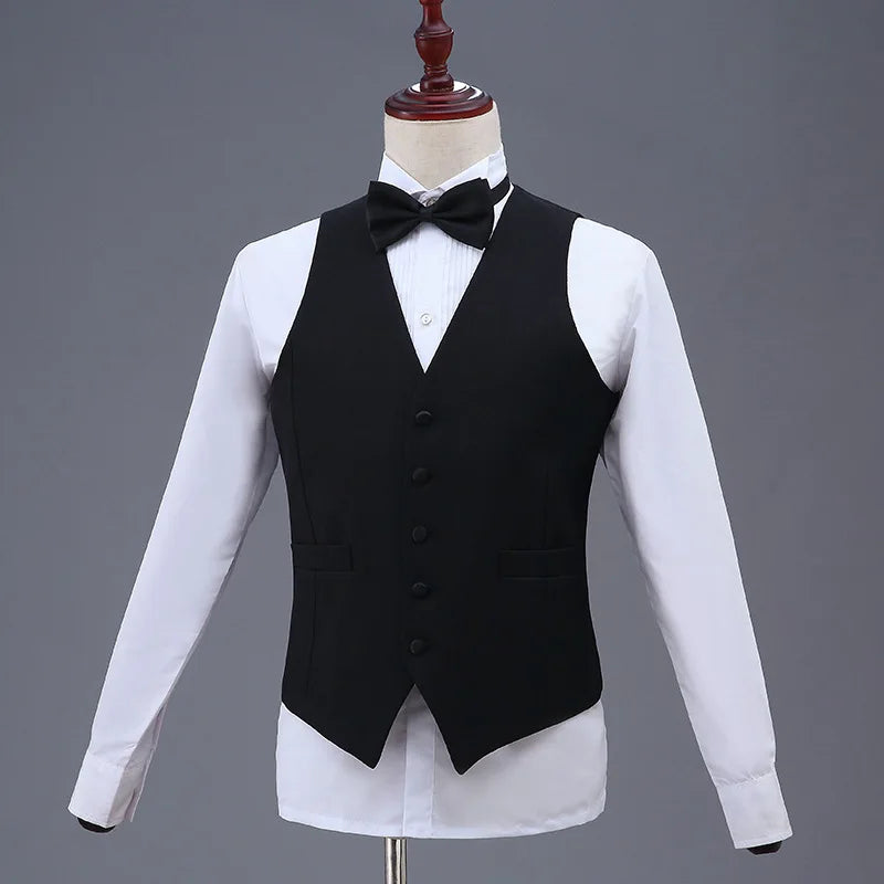Men's Waistcoat Slim Fit Vest For Men U-Neck Retro Gentlemen Solid Gilet