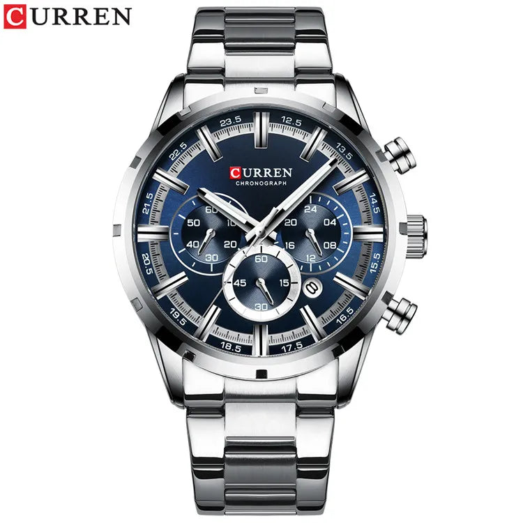 Men's Stainless Steel Band Date Waterproof Luxuries Wrist Watches