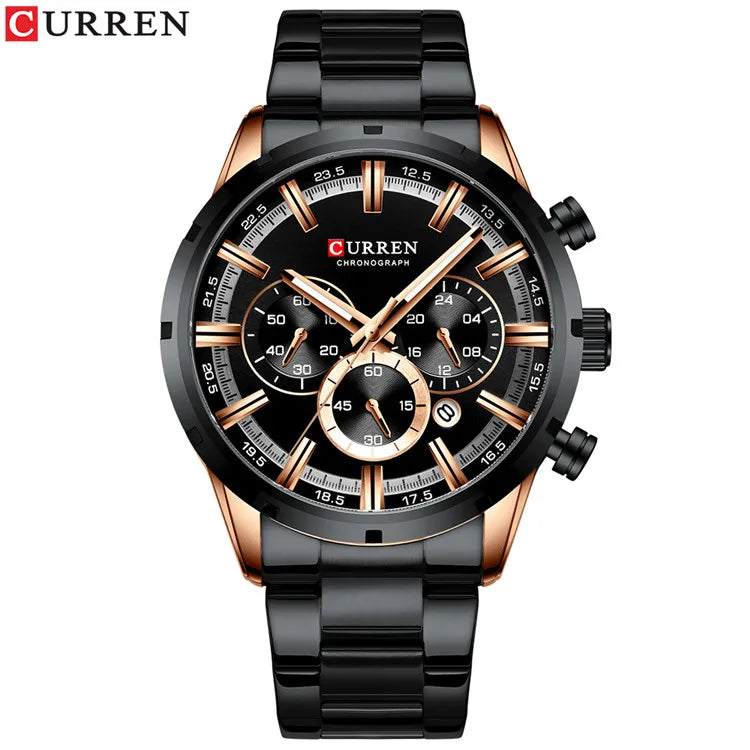 Men's Stainless Steel Band Date Waterproof Luxuries Wrist Watches