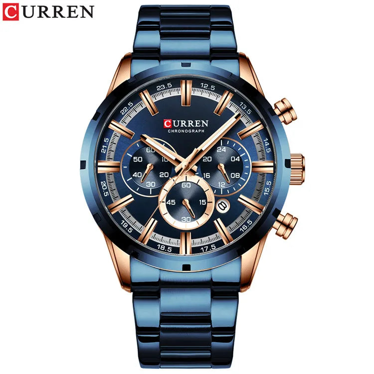 Men's Stainless Steel Band Date Waterproof Luxuries Wrist Watches