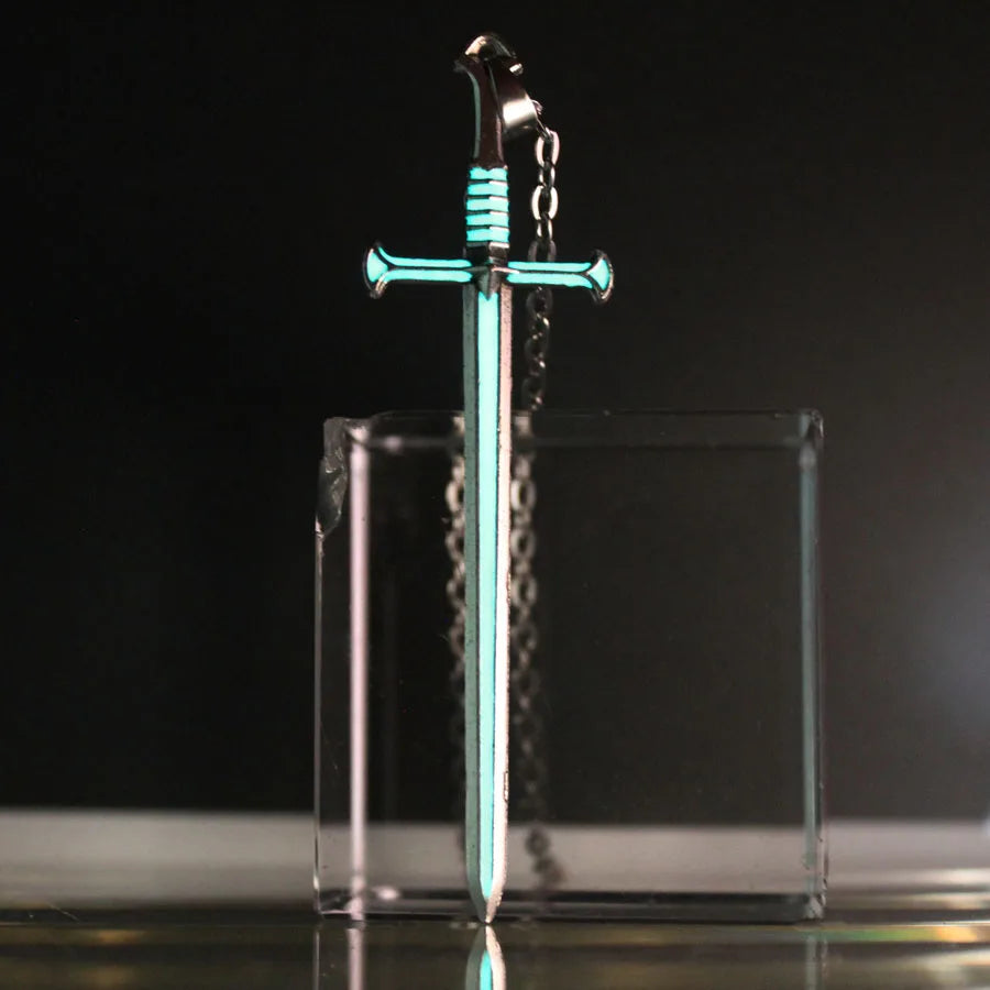 Unisex Necklace Cross Sword GLOW in the DARK Night Fluorescent pendant